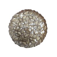 Glasteller mit Bl&auml;tterrelief Gold-Braun 28 cm