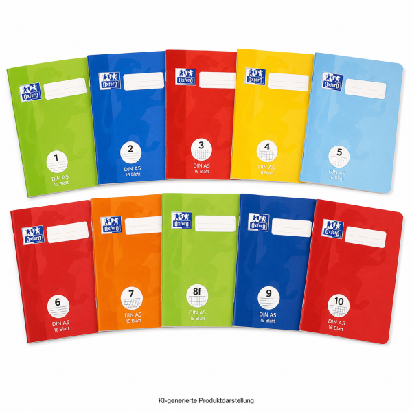 OXFORD Schulheft DIN A5 16 Blatt &ndash; verschiedene Lineaturen