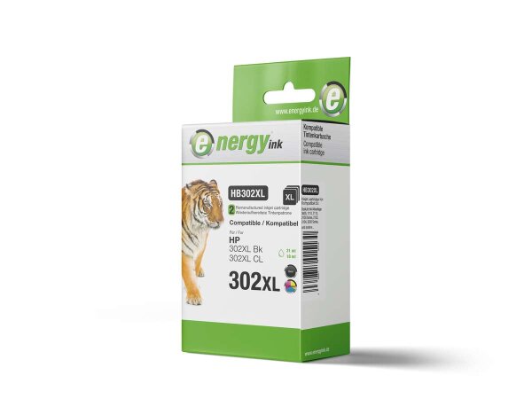 energy ink Multipack HB302XL kompatibel zu HP 302XL Schwarz und Color