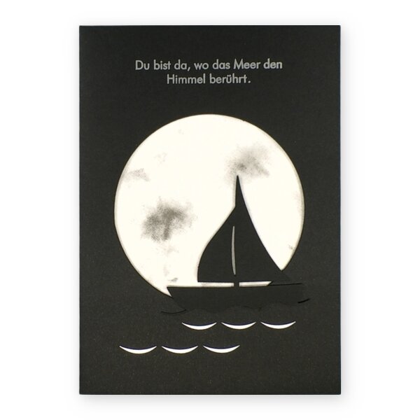 Grußkarte mit Segelboot und Spruch