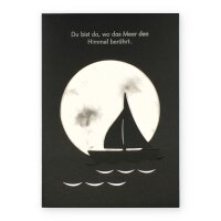 Grußkarte mit Segelboot und Spruch