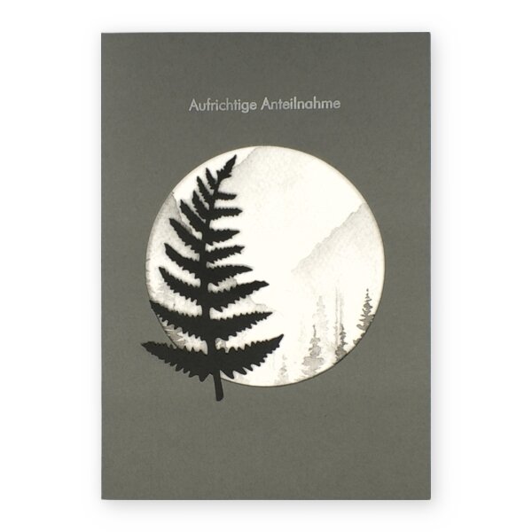 Grußkarte „Aufrichtige Anteilnahme“ mit Tannenbaum-Motiv