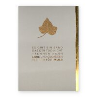 Trauerkarte mit Blattmotiv und Kondolenztext
