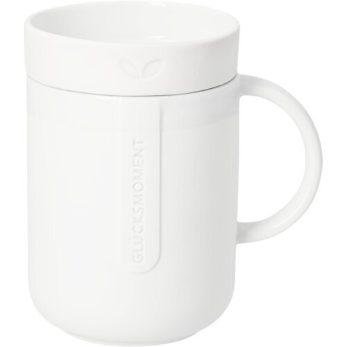 räder Cozy Time Tasse mit Deckel „Glücksmoment“, 300 ml – Weiß