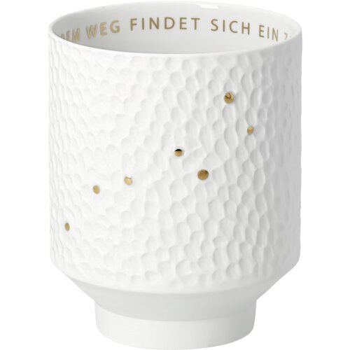 räder Sternbilder Windlicht „Auf jedem Weg“, 12 cm – Weiß/Gold