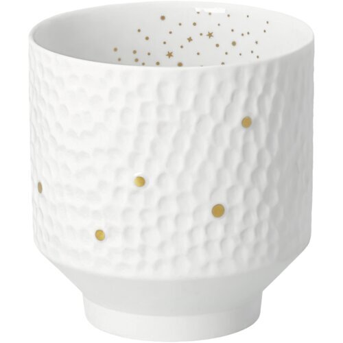 räder Windlicht Sternschnuppe, Ø 8 cm – Weiß/Gold, Porzellan