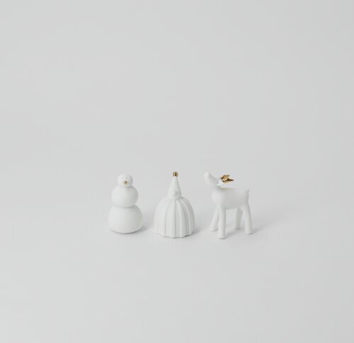 Räder Design Winterfiguren – 3er-Set aus Porzellan mit Goldakzenten, 6 cm