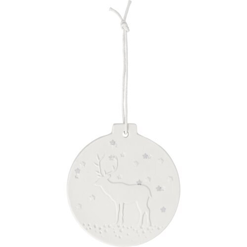 Räder Design Anhänger Rentier – Porzellananhänger Weiß-Silber, 6,7 cm