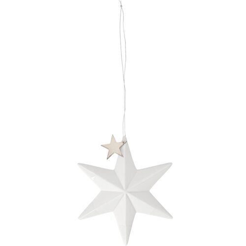 Räder Design Hänger Silberstern – Porzellananhänger Weiß-Silber, 9,8 cm