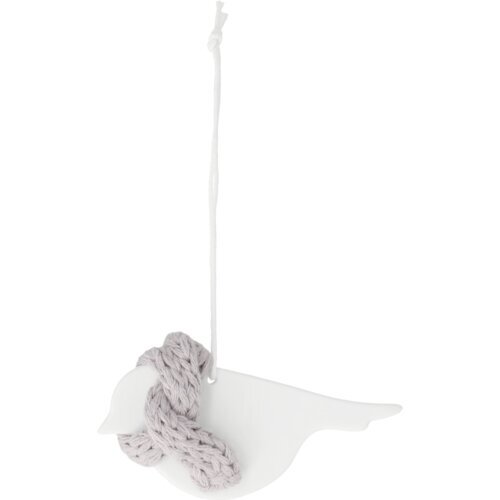 Räder Design Winterwaldtiere Rotkehlchen – Porzellananhänger mit Strickschal, 7,5 cm