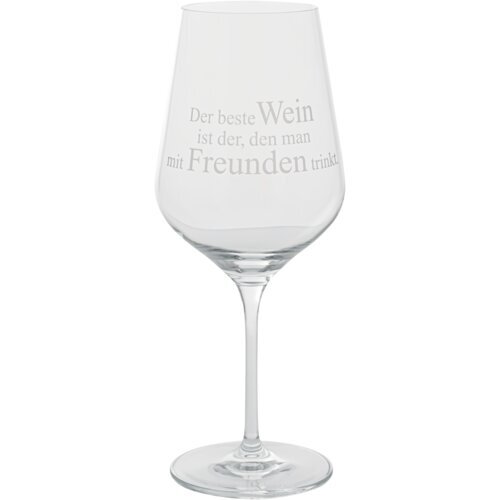 räder Weinglas „Der beste Wein ist der, den man mit Freunden trinkt“, 22 cm – Transparent/Weiß