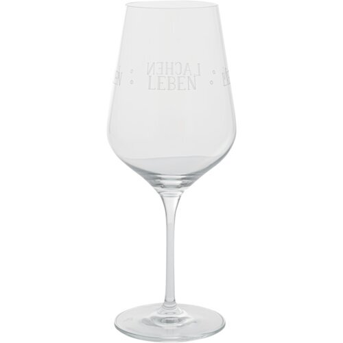 räder Weinglas „Leben, lieben, lachen, lallen“, 22 cm – Transparent/Weiß