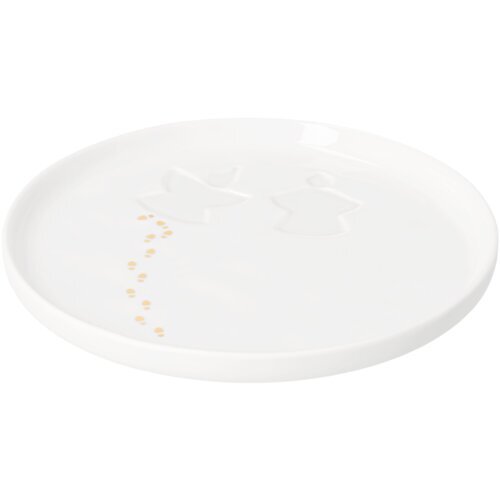 räder Santa Teller Schneeengelspaziergang, Ø 14 cm – Weiß/Gold