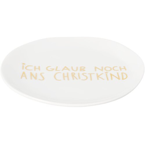 räder Weihnachtsteller „Ich glaub noch ans Christkind“, Ø 13,5 cm – Weiß