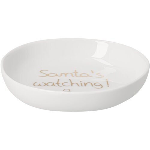 räder Weihnachtsschälchen „Santa’s Watching“, Ø 10,5 cm – Weiß/Gold