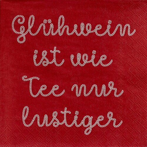 räder Cocktailserviette „Glühwein ist wie Tee nur lustiger“ Rot / Weiß 20 Stück