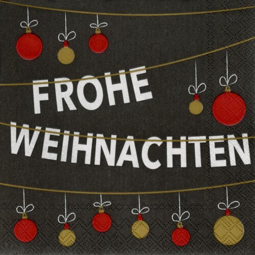 Räder Design Cocktailservietten Weihnachtskugeln – Frohe Weihnachten, 25 x 25 cm, 20 Stück