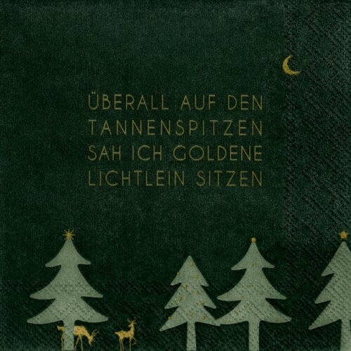 räder Cocktailserviette „Überall auf den Tannenspitzen“ Grün / Gold 20 Stück