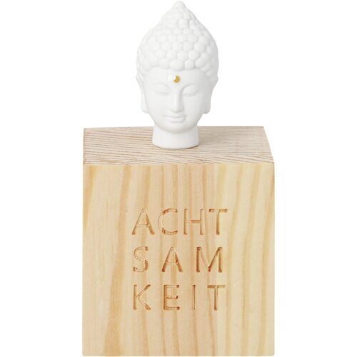 räder Glückskästchen „Achtsamkeit“ mit Buddha-Kopf – Porzellan/Holz