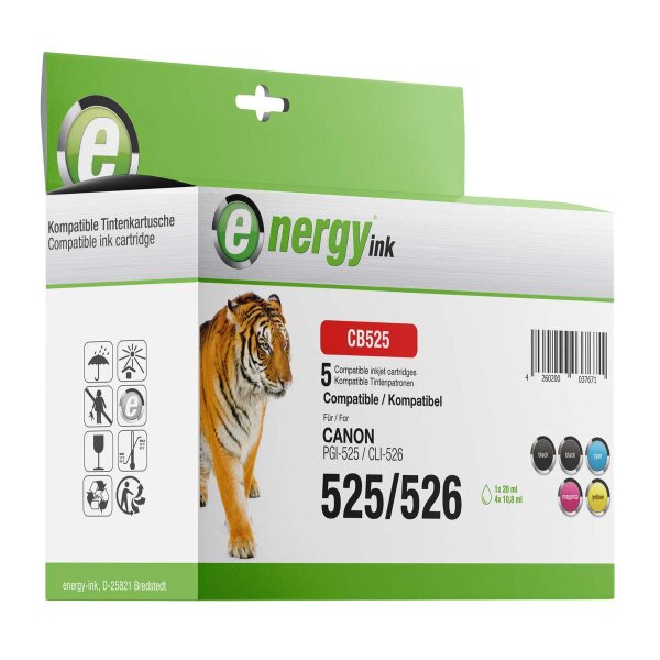 energy ink Multipack CB525 ersetzt Canon PGI-525 / CLI-526 BK/BK/C/M/Y