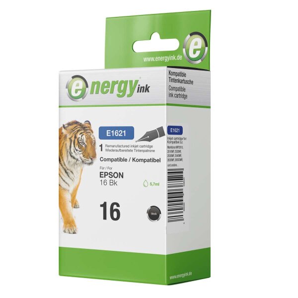 energy ink Tintenpatrone E1621 ersetzt Epson T1621 Black Nr. 16