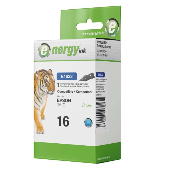 energy ink Tintenpatrone E1622 ersetzt Epson T1622 Cyan Nr. 16