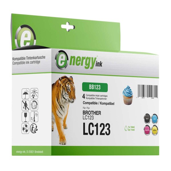 energy ink 4er Multipack EB107 ersetzt Brother LC123 BK/C/M/Y
