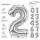 PartyDeco Folienballon XXL Zahlen 0–9, 86 cm, Silber