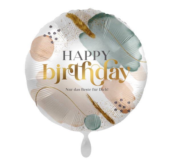 Premioloon Folienballon 43 cm „Happy Birthday – Nur das Beste für Dich!“ – Modern Natural