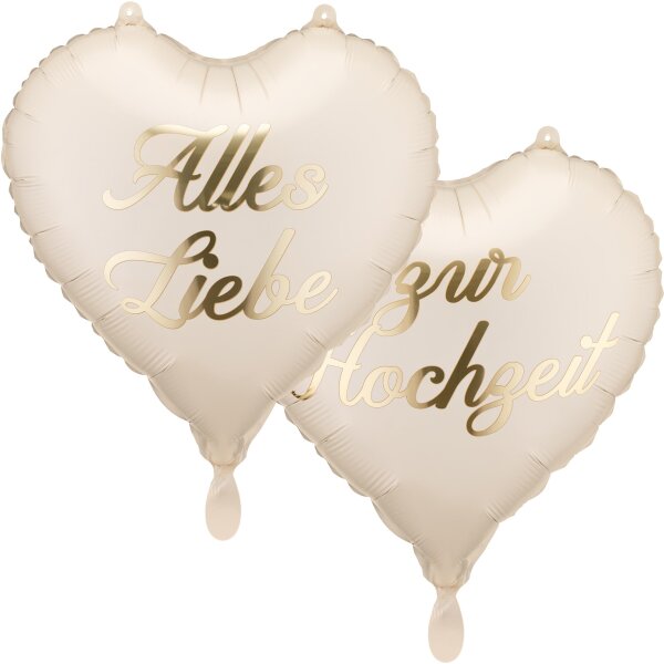 PartyDeco Folienballon-Set Herzen „Alles Liebe zur Hochzeit“, 45 cm, 2 Stück