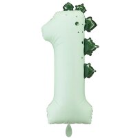 PartyDeco Folienballon XXL Zahl 1 Dinosaurier, 92 cm
