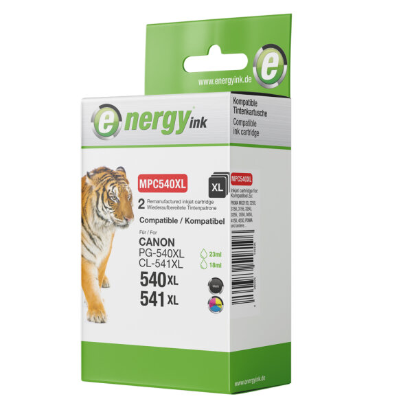 energy ink CB540 XL Multipack kompatibel zu Canon PG-540 XL / CL-541 XL, 2er-Set