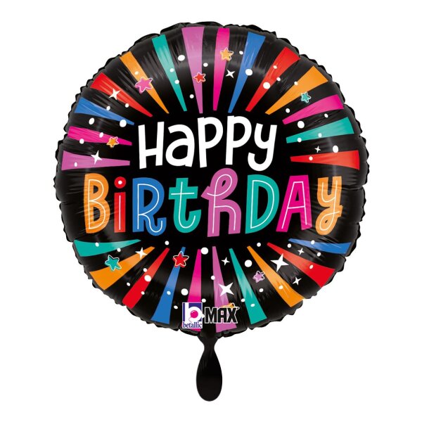 Grabo Folienballon „Happy Birthday“ Schwarz, 46 cm