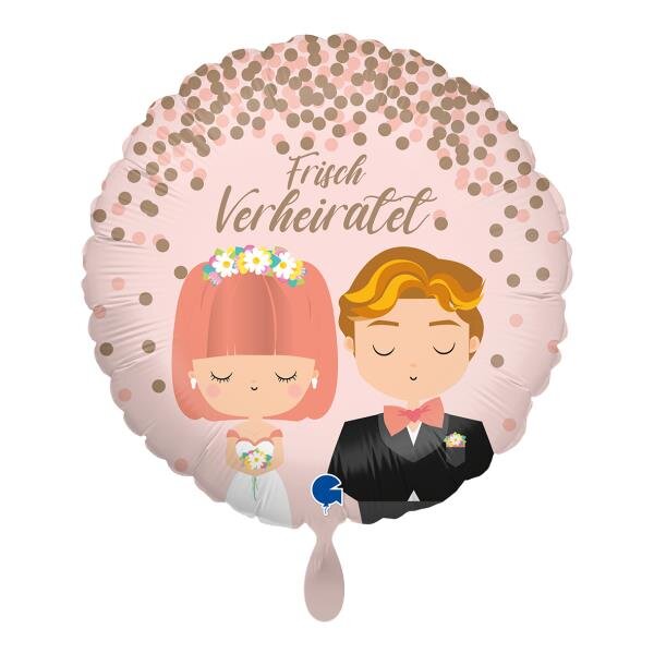 Grabo Folienballon „Frisch verheiratet“ Braut & Bräutigam, 35 cm