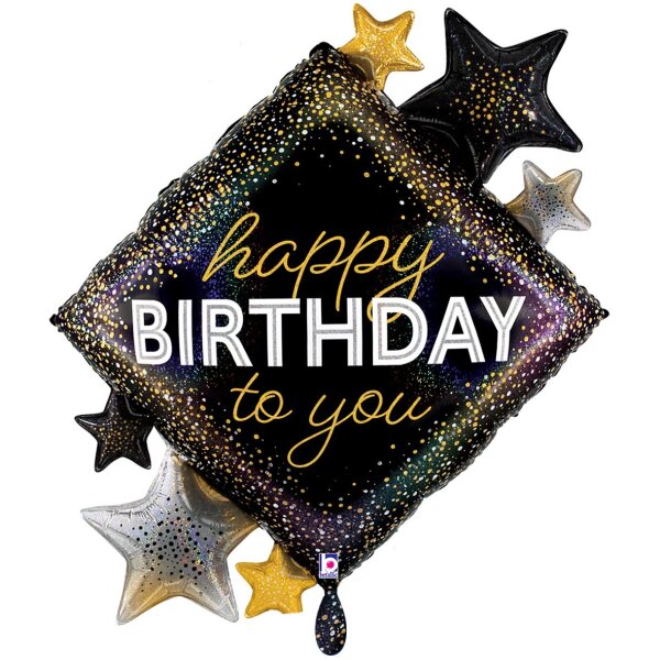 Grabo Folienballon XXL „Happy Birthday to You“, 70 × 80 cm – Schwarz