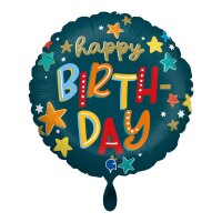 Grabo Folienballon „Happy Birthday“ Stars, 35 cm