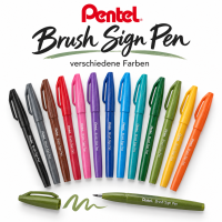 Pentel Brush Sign Pen SES15C, flexible Pinselspitze...