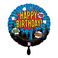 GRABO Folienballon Happy Birthday, rund 46 cm –...