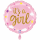 GRABO Folienballon It’s a Girl, rund 46 cm – Rosa mit Wolken & Sternen