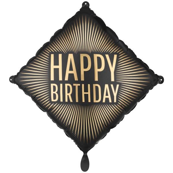 PartyDeco Folienballon Happy Birthday 46 cm – Schwarz/Gold