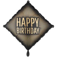 PartyDeco Folienballon Happy Birthday 46 cm – Schwarz/Gold