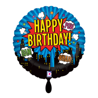 PartyDeco Folienballon Happy Birthday 46 cm – Schwarz/Gold