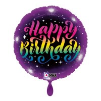 PartyDeco Folienballon Happy Birthday 46 cm – Schwarz/Gold