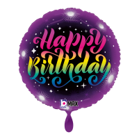PartyDeco Folienballon Happy Birthday 46 cm – Schwarz/Gold