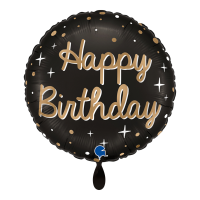 PartyDeco Folienballon Happy Birthday 46 cm – Schwarz/Gold