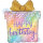 GRABO Folienballon XXL Happy Birthday Geschenk, 69 cm – Opal/Holografisch