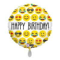 GRABO Folienballon Emoji Happy Birthday, rund 46 cm...