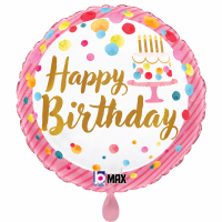 GRABO Folienballon Happy Birthday Party Time, rund 46 cm...