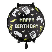 PartyDeco Folienballon Happy Birthday Gaming 45 cm...