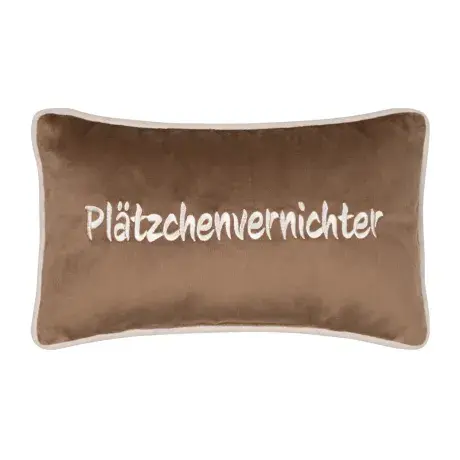 PAD PETITE Dekokissen &bdquo;pl&auml;tzchen&ldquo; 18 &times; 32 cm &ndash; Light Brown